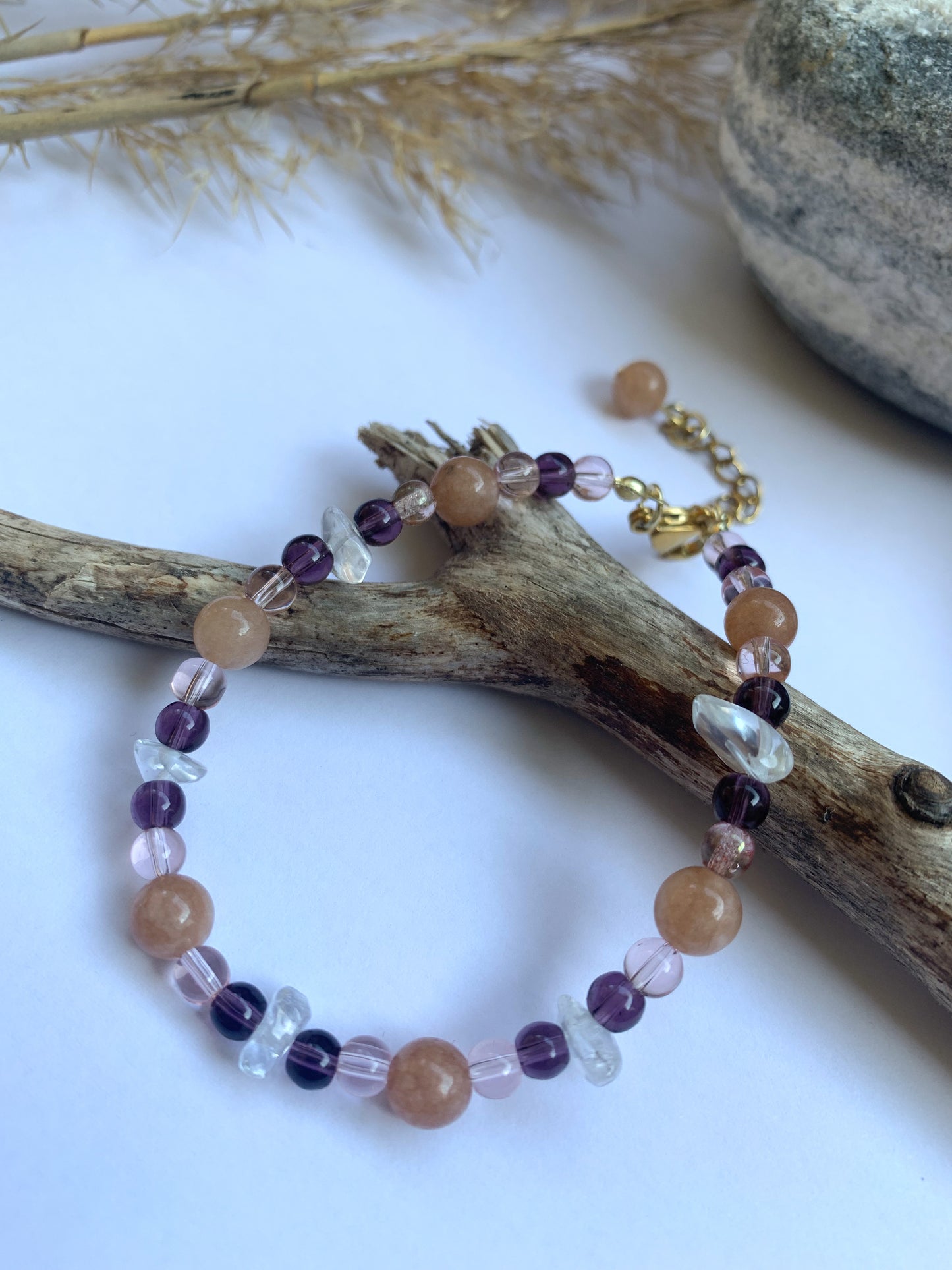 Boho Zebra Aurinkokivi rannekoru