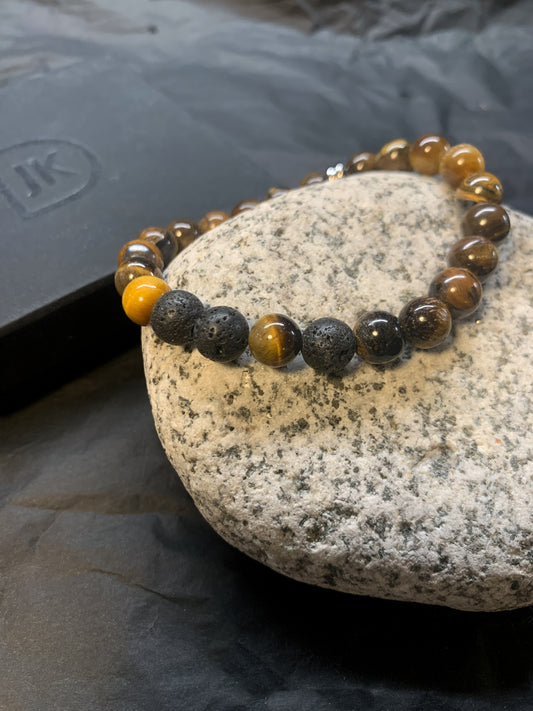Gubbe Tiikerinsilmä Laavakivi -rannekoru