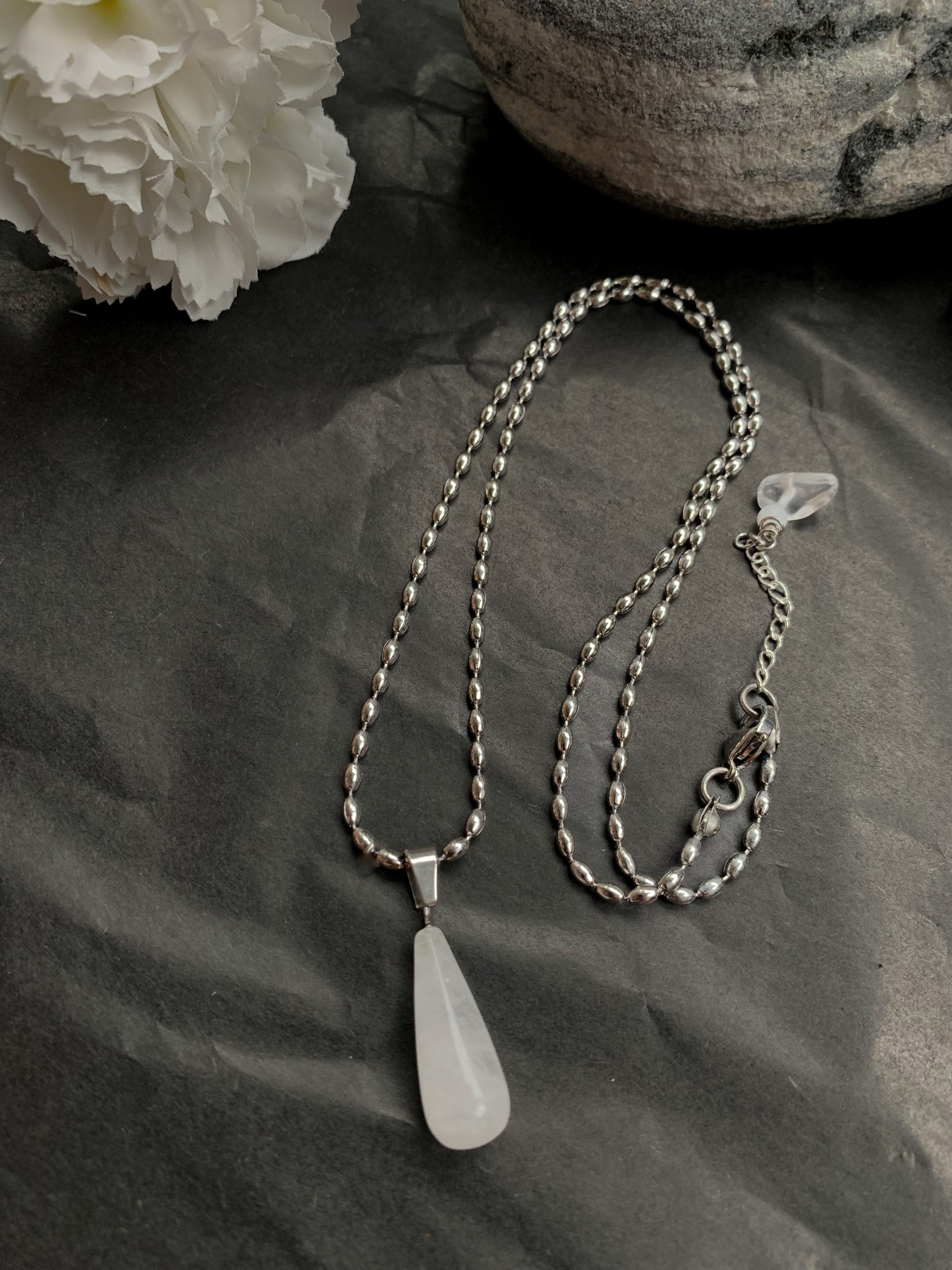 Ice rock crystal quartz necklace