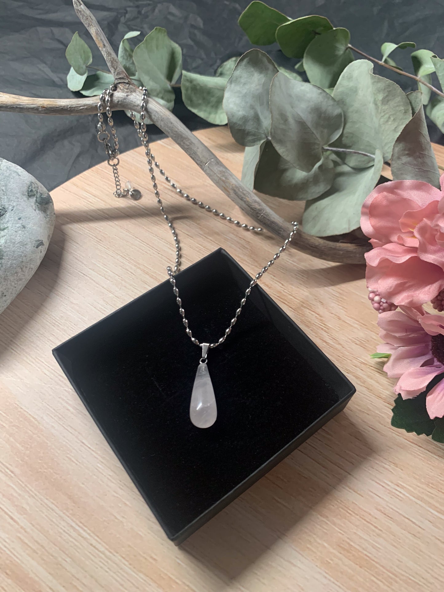 Ice rock crystal quartz necklace