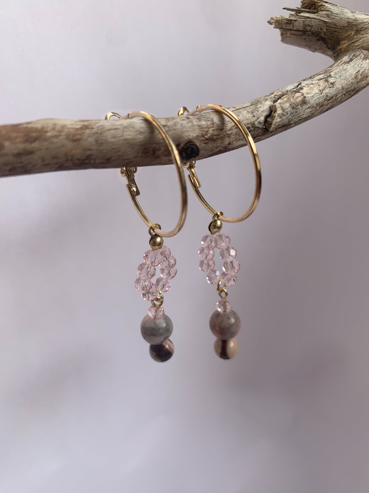 Rosa Zebra Jaspis korvakorut