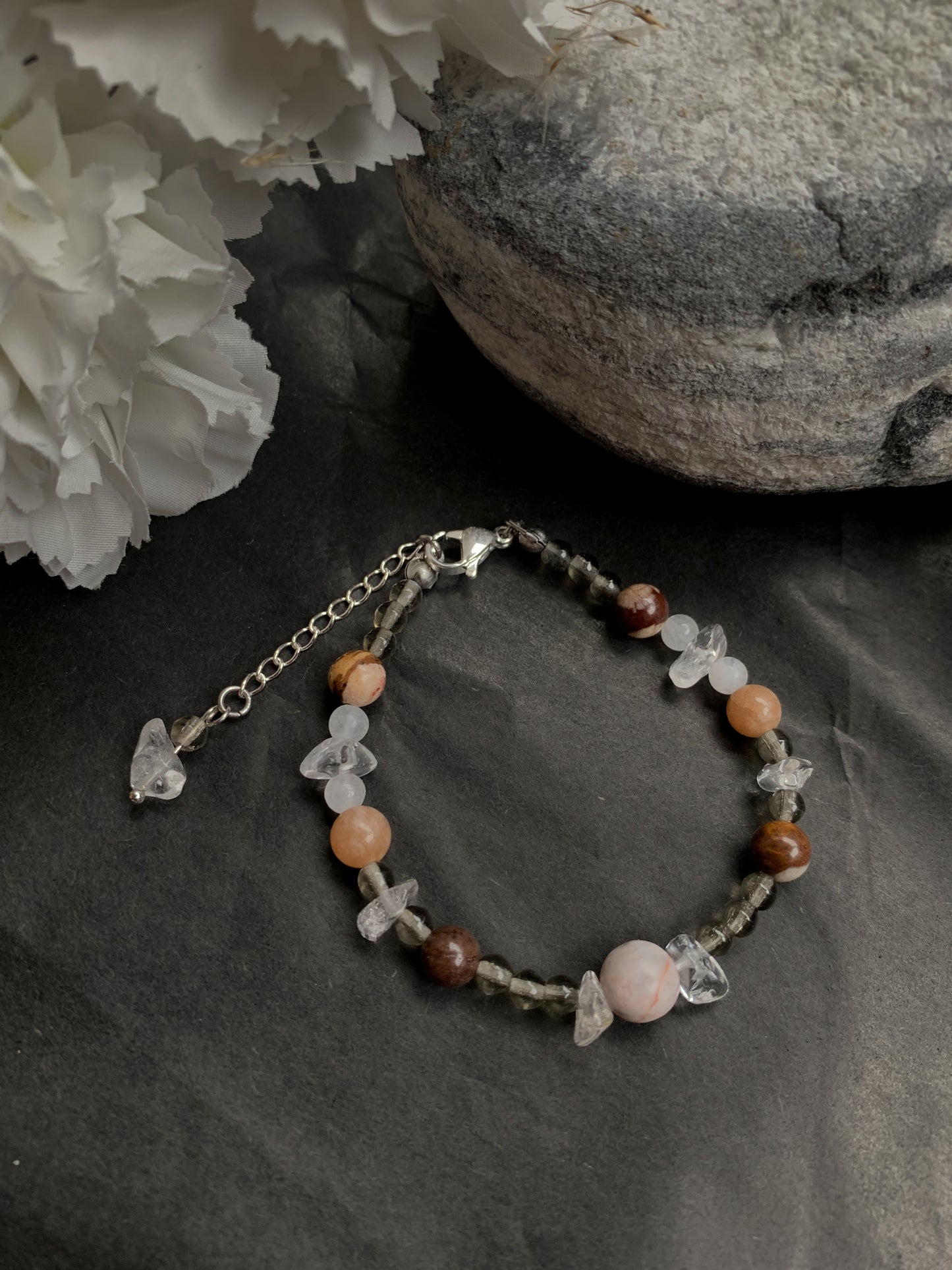 Boho Zebra Aurinkokivi rannekoru