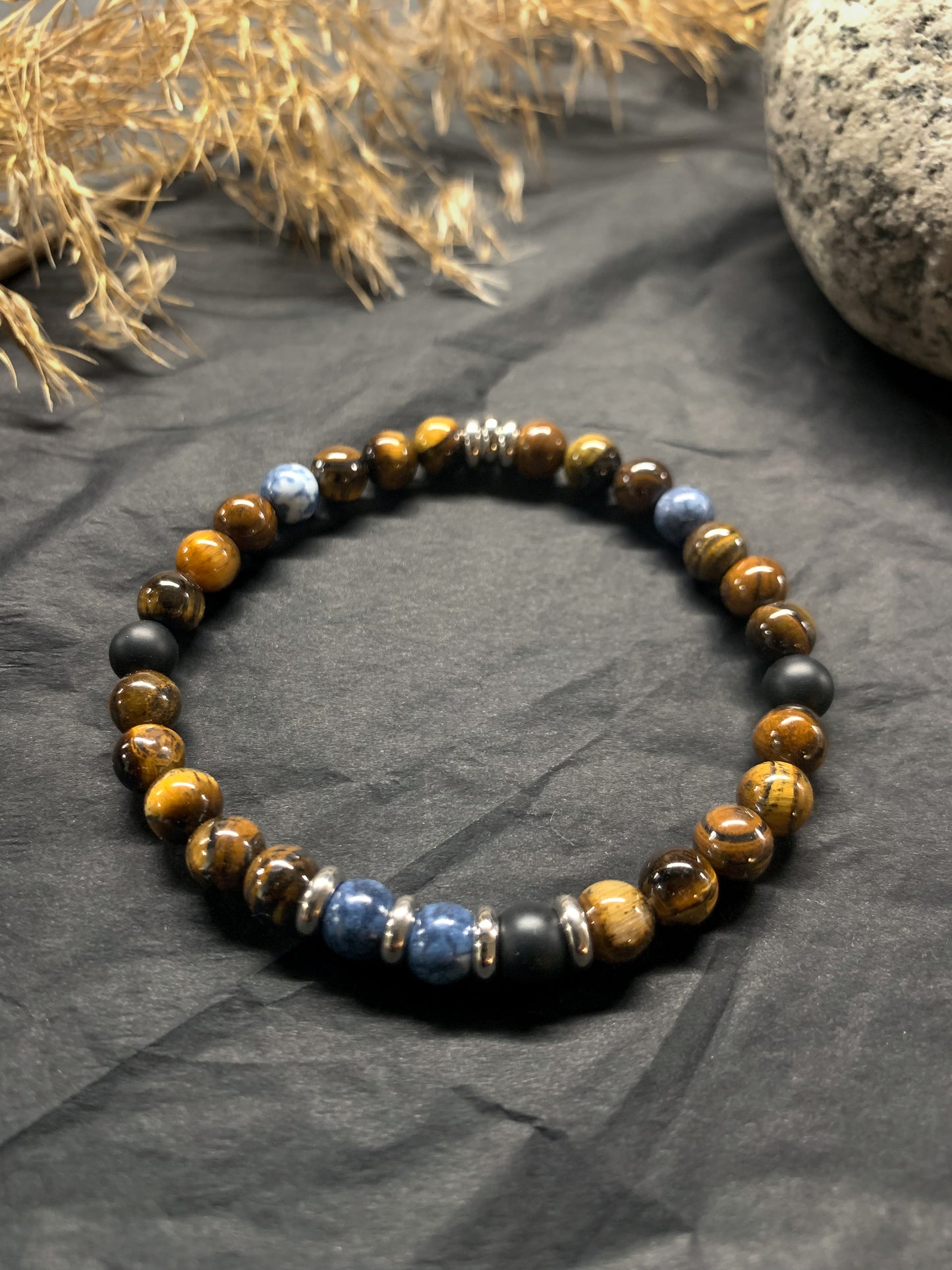 Gubbe Akaatti Jade Tiikerinsilmä -rannekoru