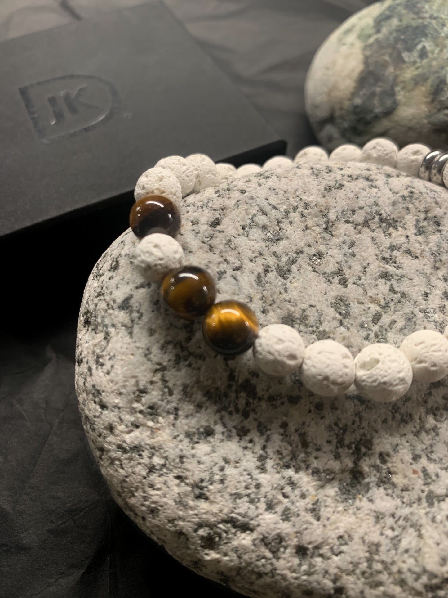 Gubbe White Lava Stone Tiger's Eye Bracelet