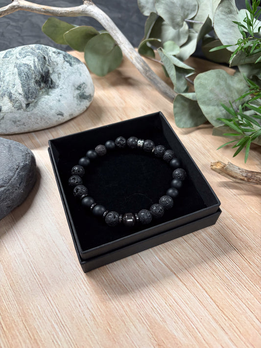 Gubbe White Lava Stone Tiger's Eye Bracelet