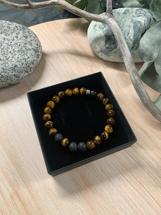 Gubbe Tiger's Eye Lava Stone Bracelet