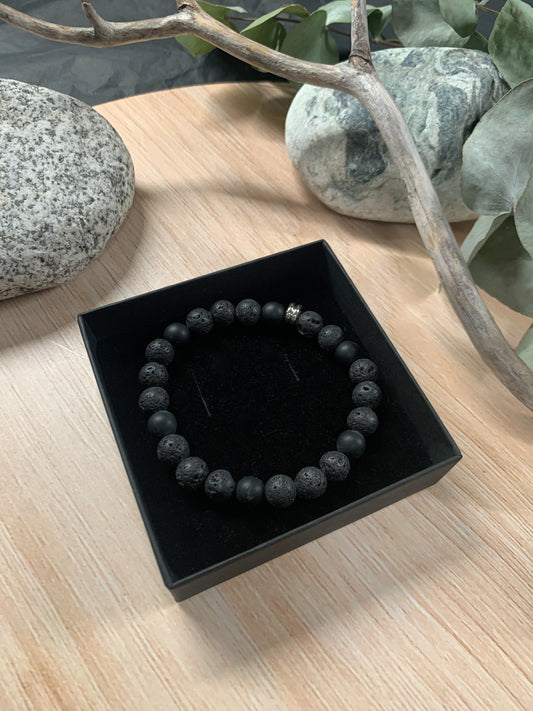 Gubbe White Lava Stone Tiger's Eye Bracelet