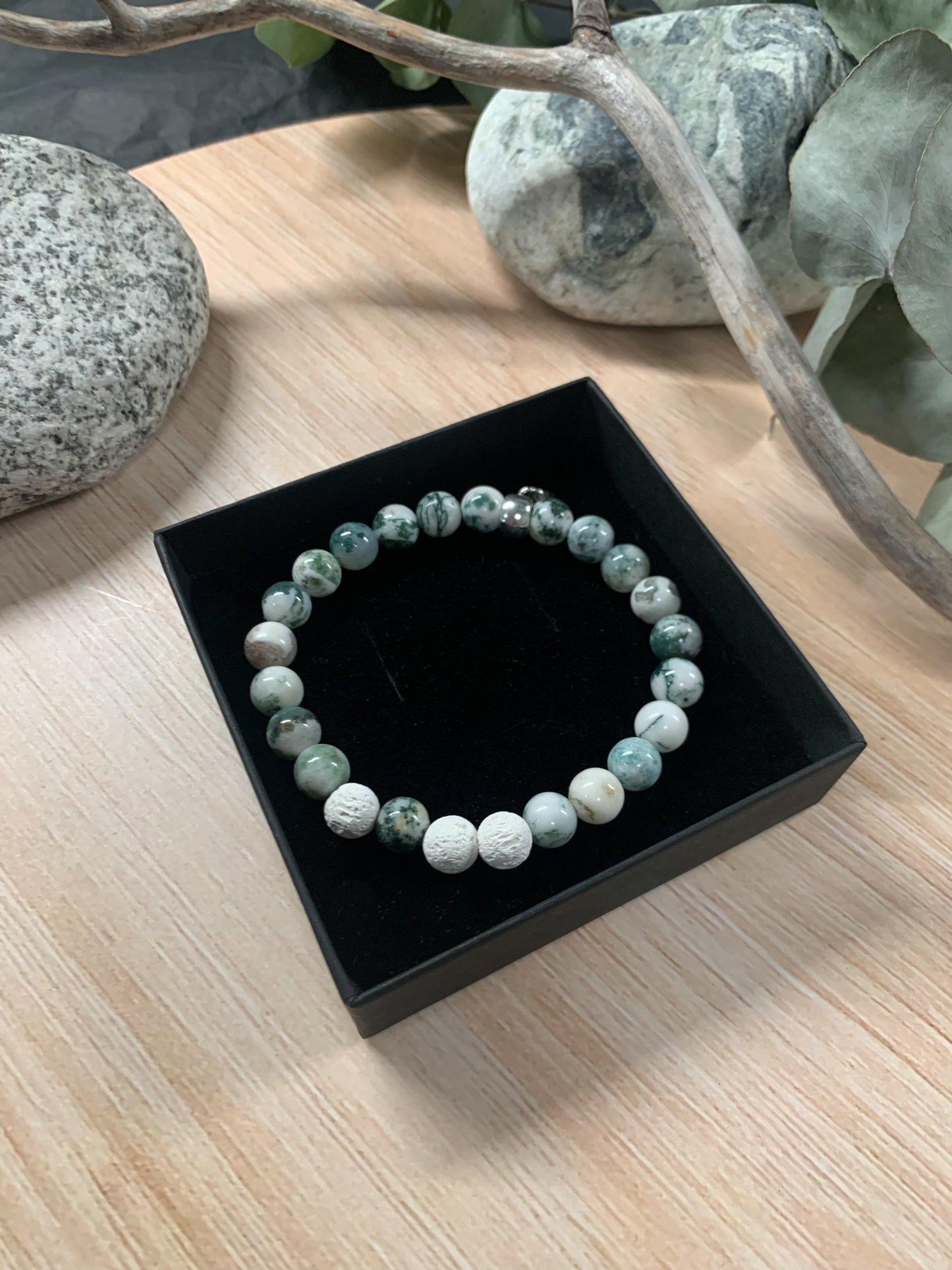 Gubbe White Lava Stone Tiger's Eye Bracelet