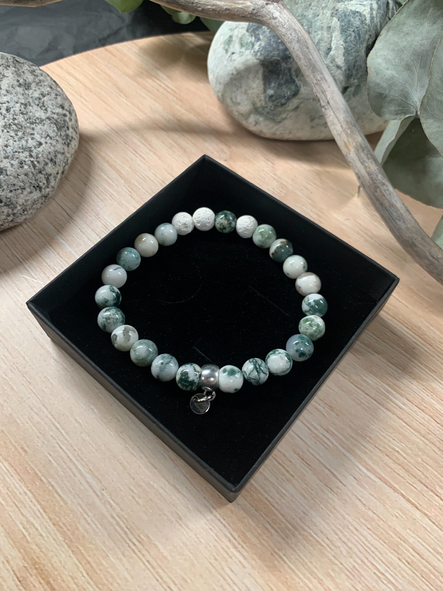 Gubbe White Lava Stone Tiger's Eye Bracelet