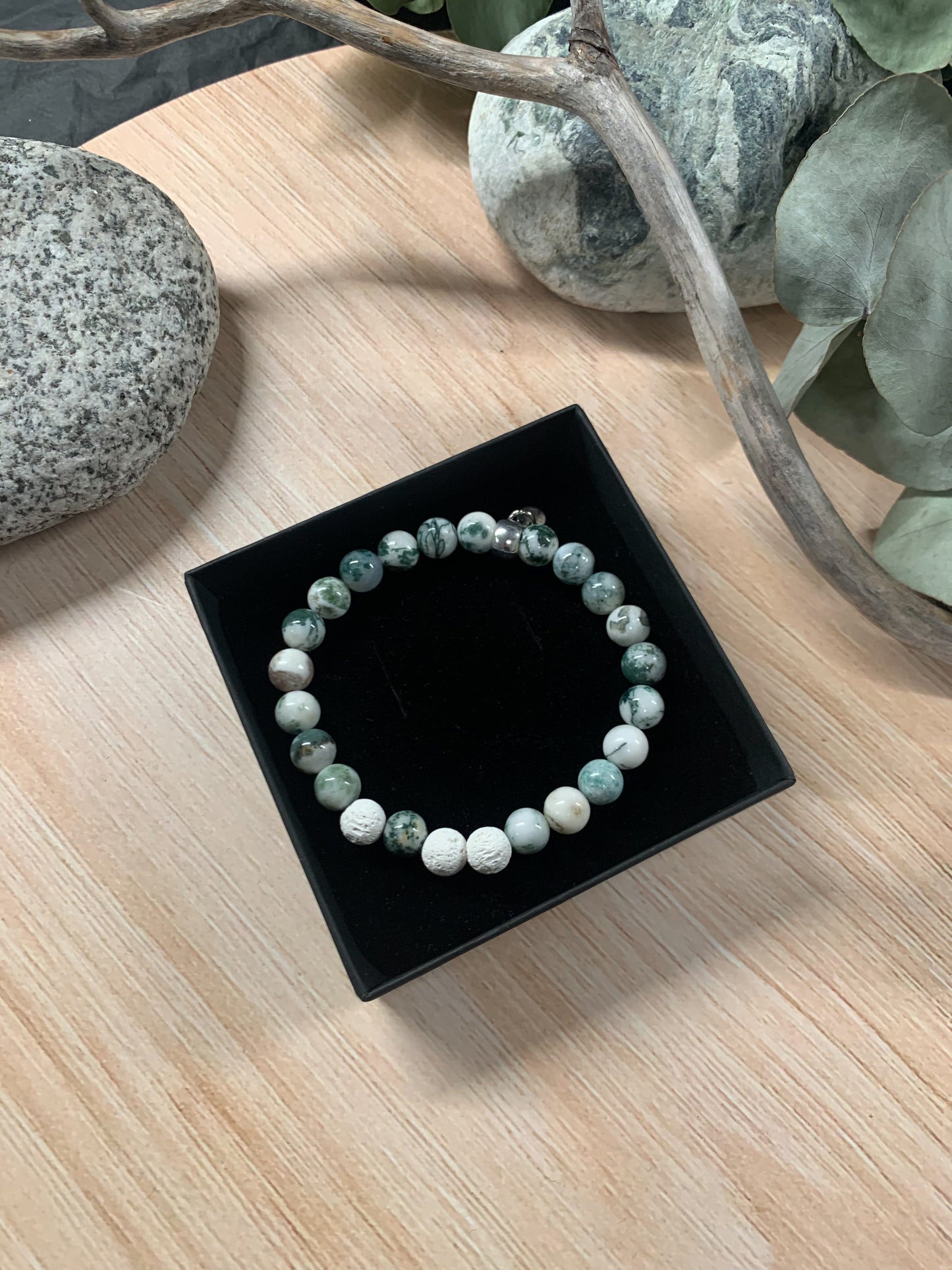 Gubbe White Lava Stone Tiger's Eye Bracelet