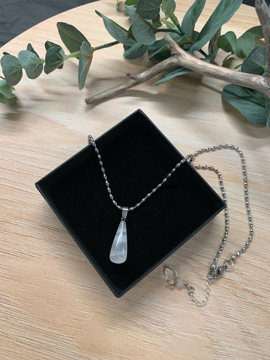 Ice rock crystal quartz necklace