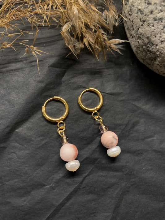 Pearl Dreams Zebra Jaspis makeanvedenhelmi korvakorut