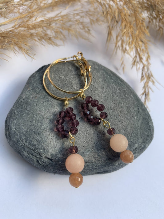 Rosa Aventuriini Aurinkokivi korvakorut