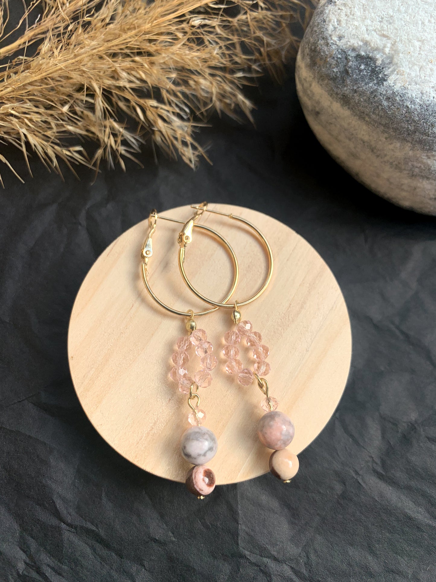 Rosa Zebra Jaspis korvakorut