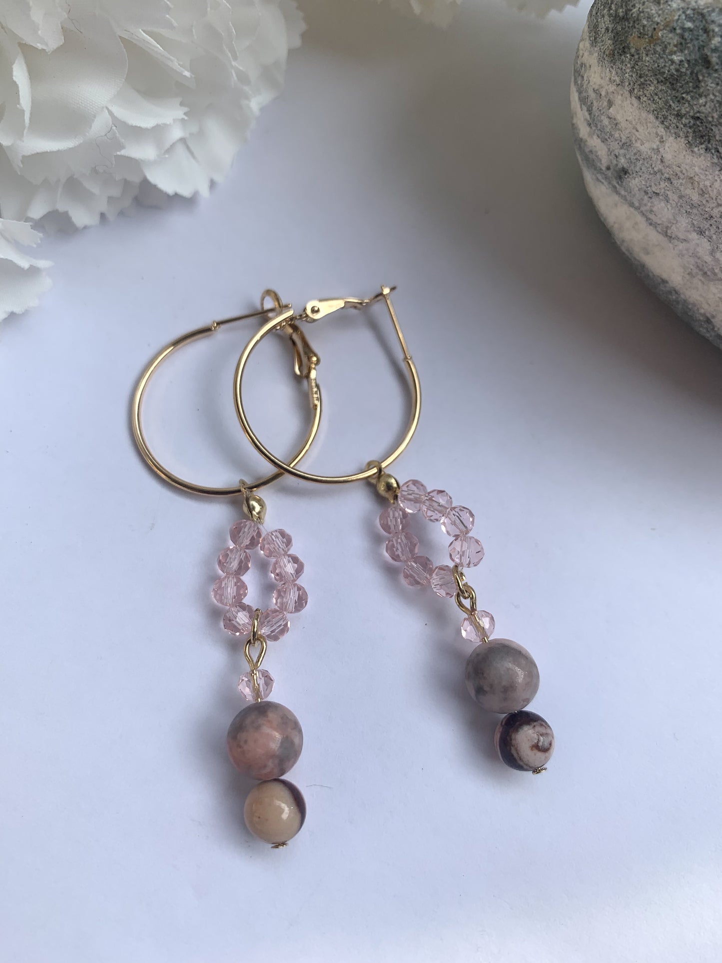 Rosa Zebra Jaspis korvakorut