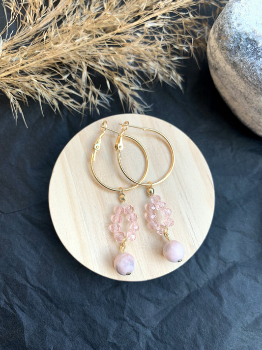 Rosa Pink Zebra Jaspis korvakorut