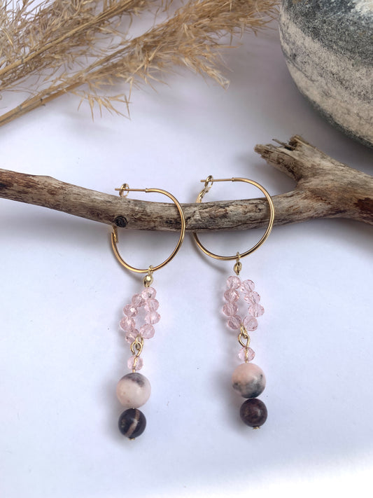 Rosa Zebra Jaspis korvakorut